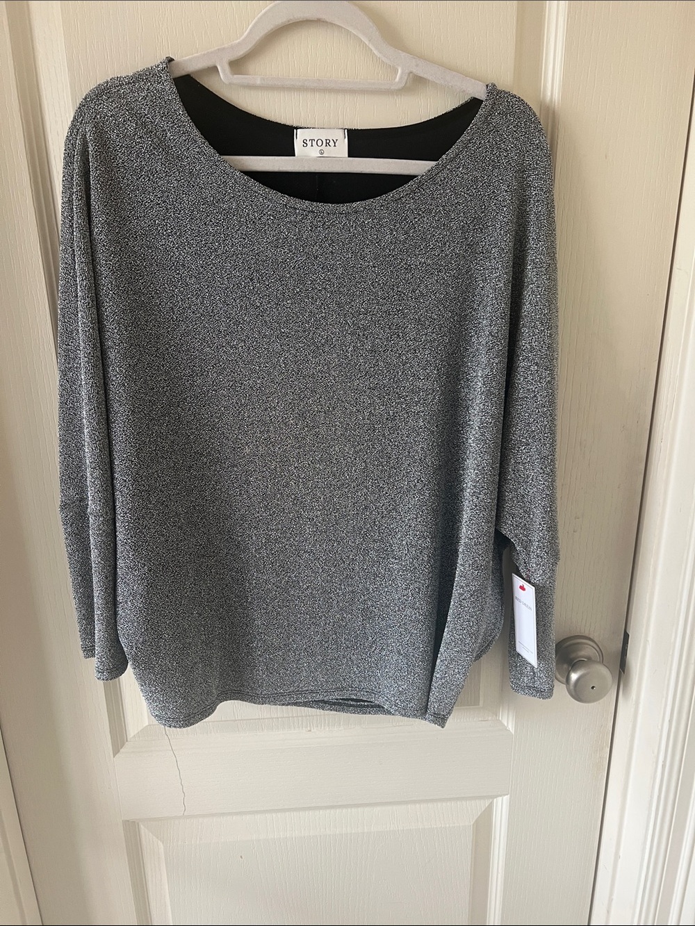 Silver Metallic Scoop Neck Tunic Red Door Boutique